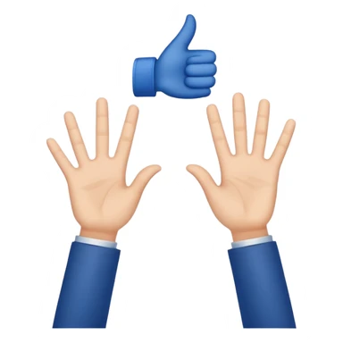 two raised hands in celebration with dark blue checkmark between  sticker