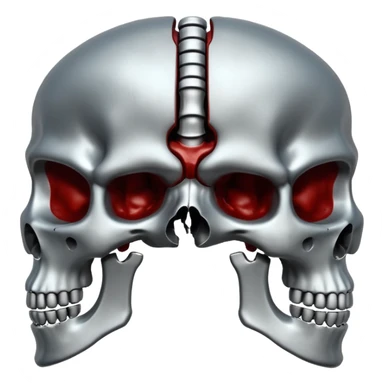 metallic anatomic bones with traces of blood, steel texture, dark dramatic tone, clean background sticker