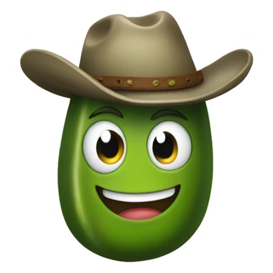 Happy pickle wearing a cowboy hat sticker