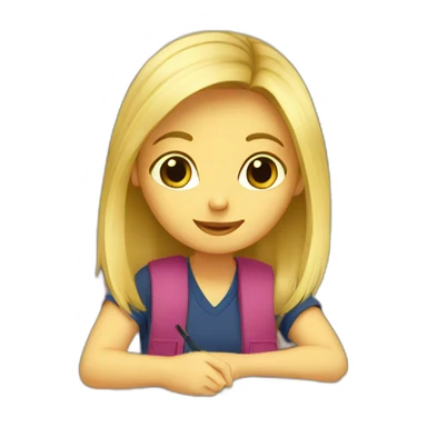 Blond girl studying with books sticker