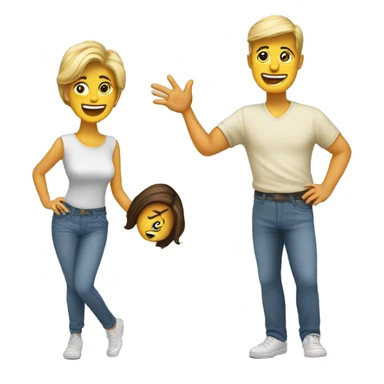 playful couple in parody pose sticker