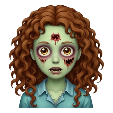 girl zombie with long brown curly hair sticker