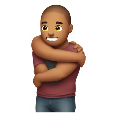 Chunky cute emoji giving hug sticker