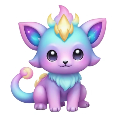 Cute adorable kawaii colorful pastel nebula fantasy animal hybrid Fakemon full body sticker
