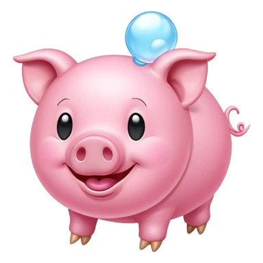 smiley face flying pig made of bubble gum sticker