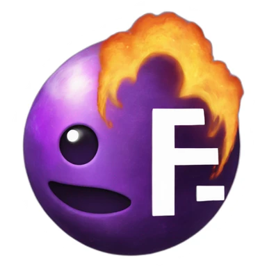 purple planet with letter F in it on fire sticker