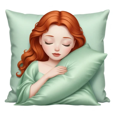 Sleeping beauty redhead white girl with a silk pillow sticker