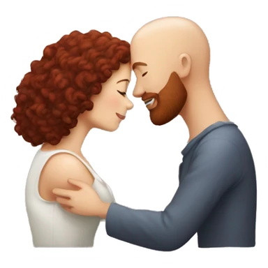 intimate moment between lovers bald man red beard long dark curly hair woman sticker