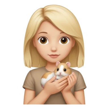 A pretty blond girl holding a hamster sticker