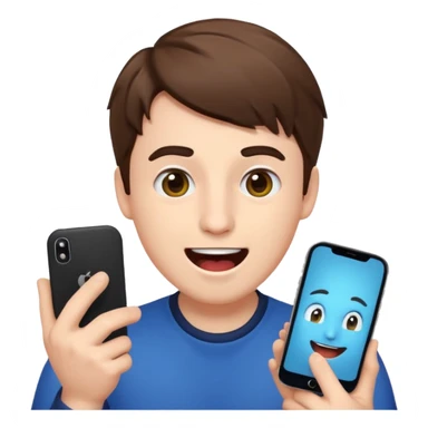 MrBeast emoji-style face with a phone, excited expression sticker