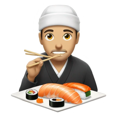 Man drooling over sushi sticker