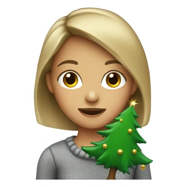 Girl with a Christmas tree sticker