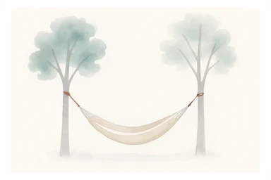 hammock between two trees, watercolor style sticker