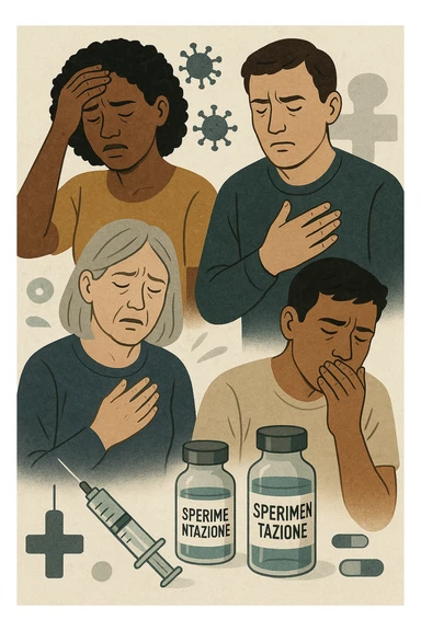 Donne e uomini che stanno male a causa di un vaccino chiamato "Sperimentazione" sticker