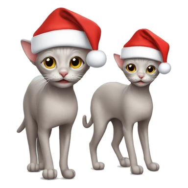 Hairless cat wearing Santa hat sticker