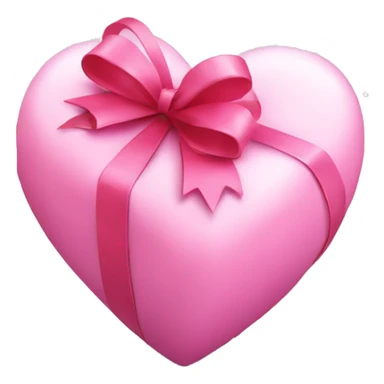 A puffy pink heart with a gift bow on it and snow sticker