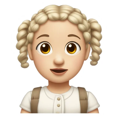 White little brown-eyed baby with two dark pigtails, plump lips sticker