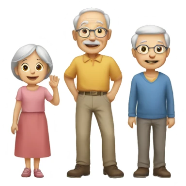 two old people and a child sticker