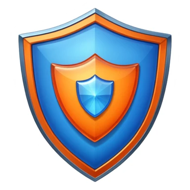 glitter blue and orange shield sticker