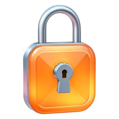 Holographic and glassmorphic light orange lock sticker