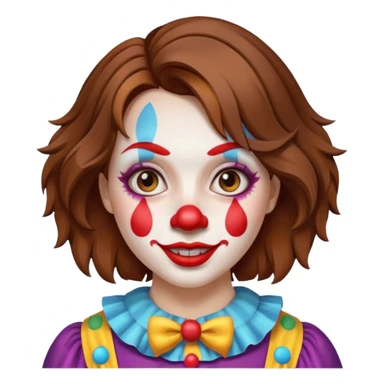brown-haired girl in selfie as a clown sticker