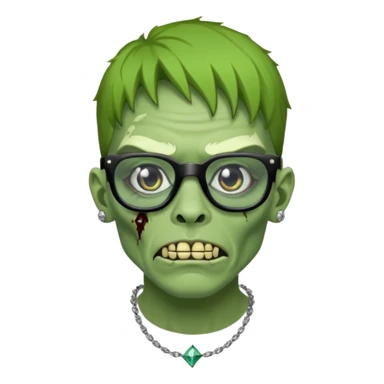 Zombie verde con lentes negros y cadena de diamantes  sticker