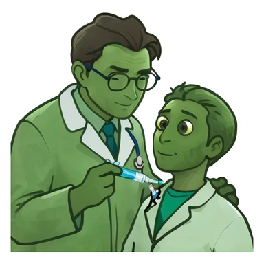 doctor doing injections on a patient  sticker