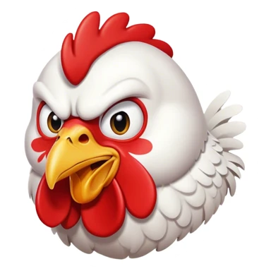 Angry chicken white classic emoji style sticker