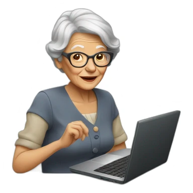 Old cool lady with a laptop. sticker
