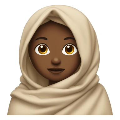 Tan girl with straight dark brown hair wrapped in a blanket sticker