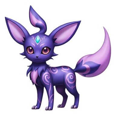 Shiny Exotic Badass Ethereal Royal Mysterious Gothic Noibat-Espeon-Umbreon-Sylveon-Pokémon-Fakémon-hybrid-creature (full body) with random pattern-markings sticker