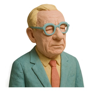 Merleau-Ponty in claymation style, pastel colors sticker