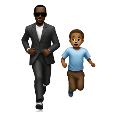 P-diddy running with a child infront of him sticker