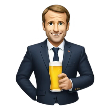 Macron bois une bière sticker