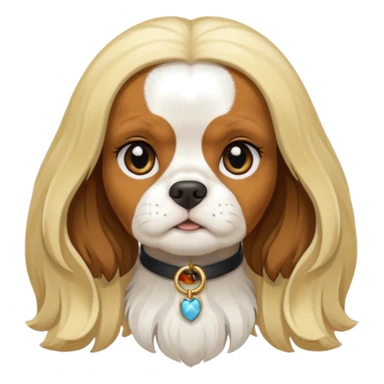Black and white Cavalier king charles with blond girl sticker