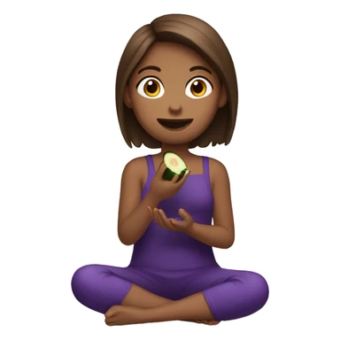 Brown hair Girl eating eggplant sticker