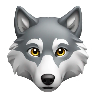 a grey and white wolf head sticker