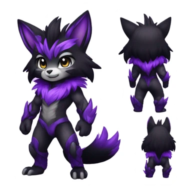 Anthro-Edgy-Cool-Black-Purple-Contrast-Colors-Fantasy-Fur-Sona-Chibi-Shiny-Fakémon-Hybrid full body sticker