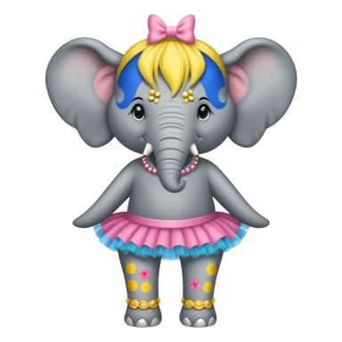 A three legged prima-donna elephant with piercings. sticker