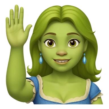 Fiona from Shrek, green ogre girl, waving sticker