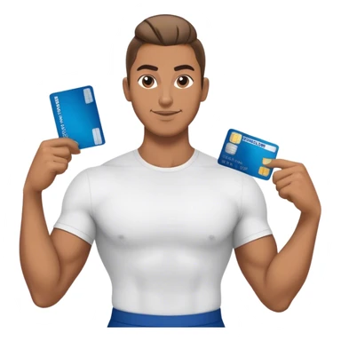Handsome Brown guy with a glossy man bun , flexing stacks of American Express cards , full body.  sticker
