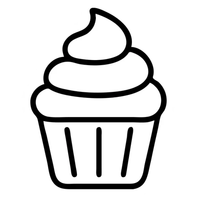 cupcake with pink icing outlined icon sticker