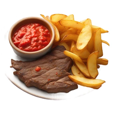 Bistec con papas en salsa roja sticker