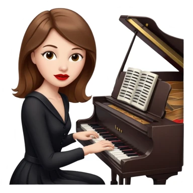 brownhaired white woman with red lips, playing piano sticker