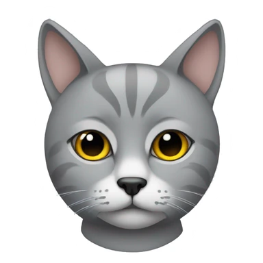 Gato triste de color gris solo rostro sticker