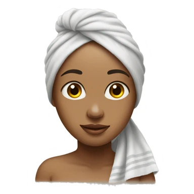 realistic girl with towel on her head after showering sticker