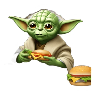 yoda qui bois une biere et mange un burger sticker
