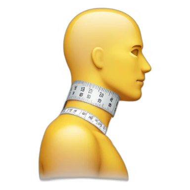 measuring tape under man neck sticker