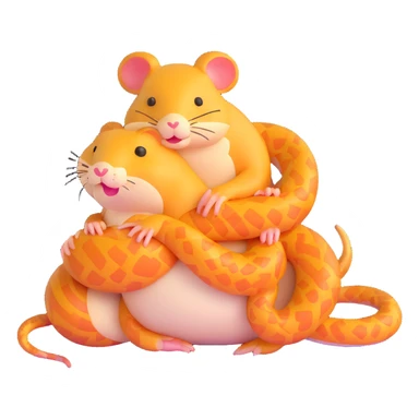 snake hugging a hamster sticker