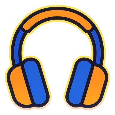 headphones with glowing neon effect, vibrant colors, glowing outline on dark background sticker